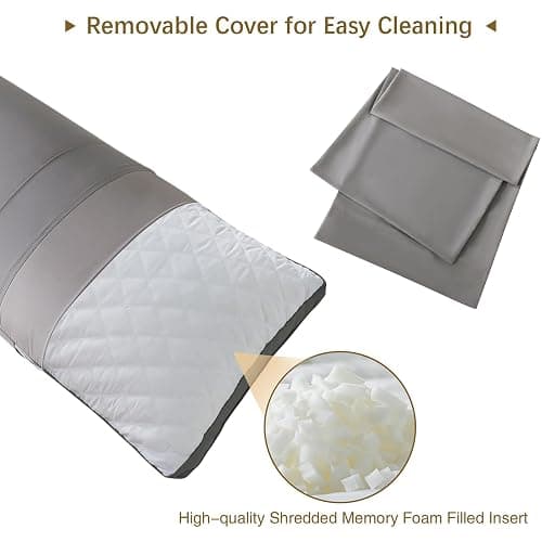 WhatsBedding Memory Foam Body Pillow with Removable Pillowcase-Fluffy Body Pillows for Adults -Large Long Bed Pillows for Sleeping - 20x54 inch, White thumbnail 3