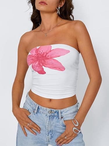 Trendy Queen Women's Strapless Bandeau Tube Tops Stretchy Butter Soft Summer 2026 thumbnail 2
