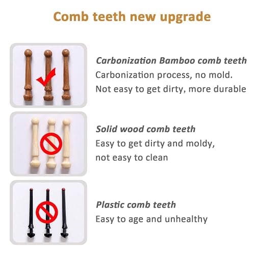 Paddle brush, hair brush, Made of pure natural bamboo, no paint coating, massage the scalp while combing hair to promote blood circulation, prevent static electricity (1pcs) thumbnail 3