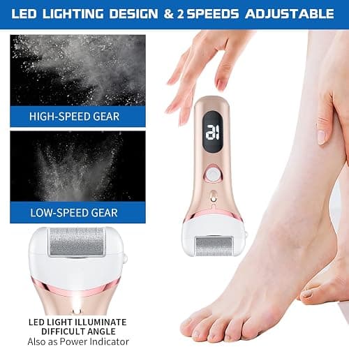 Electric Foot Callus Remover, Rechargeable Portable Electronic Foot File Pedicure Kits, Waterproof Foot Scrubber File, Professional Pedicure Tools, Foot Care for Dead Skin Ideal Gift, 3 Rollers thumbnail 2