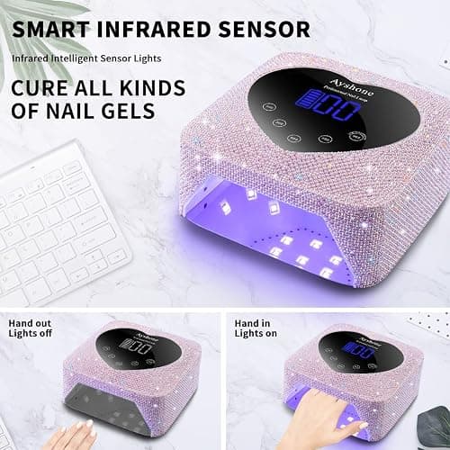 Ayshone Cordless UV LED Nail Lamp,72W Rechargeable Nail Dryer Gel Polish Light with Large LCD Display,Rechargeable Nail Curing Lamp for Salon & Home (Pearl Pink) thumbnail 2