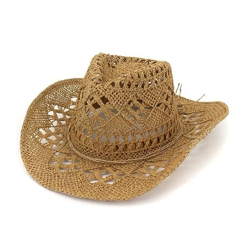 Cowboyhut Strohhut Damen Herren Sommerhut Sonnenhut Strandhut Westernhut Panamahut Unisex Cowboy Hut Cowgirl Hüte Faltbar Krempe Sommerhut - Image 1
