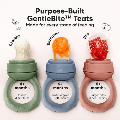 KeaBabies Baby Fruit Feeder 2pk - Silicone Baby Food Feeder for Babies 6-12 Months, Breast Milk Popsicle Teether, Weaning, Pacifier, Freeze Frozen Solid Food, Infant Feeding Essential (Slate) thumbnail 5