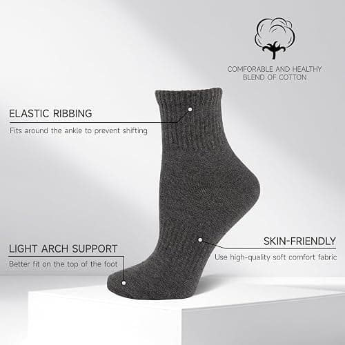 eallco Mens Ankle Socks Cotton Quarter Thin Ankle High Mini Crew Socks for Men 6 Pairs thumbnail 8