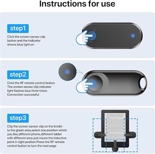 Sycelu RF Remote Control Page Turner for Kindle Paperwhite Accessories Ipad Reading Kobo Surface Comics/Novels Tablets Android Taking Photos Camera Video Recording Triggers(Black) thumbnail 5