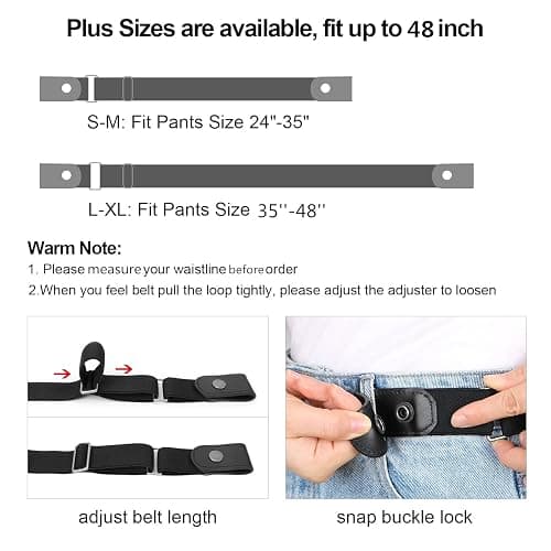 XZQTIVE Women/Men Buckle-Free Elastic Belt for Jeans, Ladies Invisible Belt Fits Waist 24-48 inches thumbnail 7
