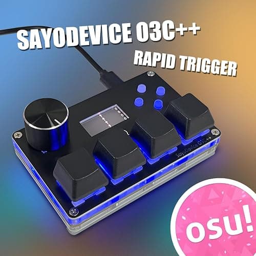 BTXETUEL SayoDevice O3C++ OSU Keyboard Rapid Trigger Hall Switches Magnetic Linear Switches Keyboard with Knob and Screen,Copy Paste,Shotcut,Macro Hotswap Mini Keypad (Black) thumbnail 3