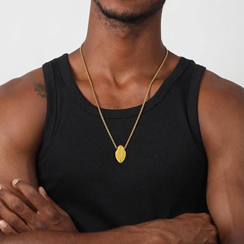 Bestyle Vivid Ball Pendants Sports Necklace for Men, Solid Stainless Steel Soccer/Basketball/Volleyball/Rugby Ball/Baseball Necklace in Silver/Black/Gold, Trendy Sport Fan Jewelry Collection Gift thumbnail 3