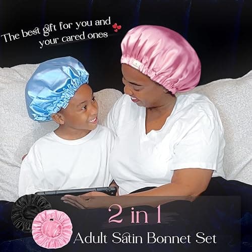 YANIBEST Silk Bonnet Satin Bonnet for Sleeping Women Men, Adjustable Double Layer Hair Bonnet for Curly Braids Reduce Frizz thumbnail 5