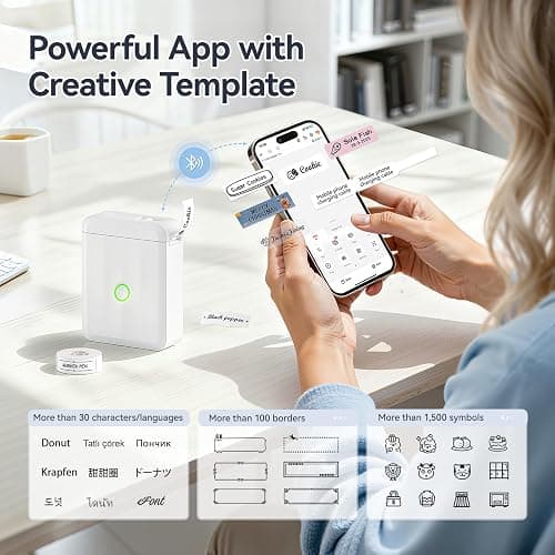 NIIMBOT D110 Upgraded Version Mini Label Maker Machine with 3 Tapes, Portable Bluetooth Thermal Printer, Sticker Labeler with Multiple Templates for Office Organization Home Kitchen School, White thumbnail 5