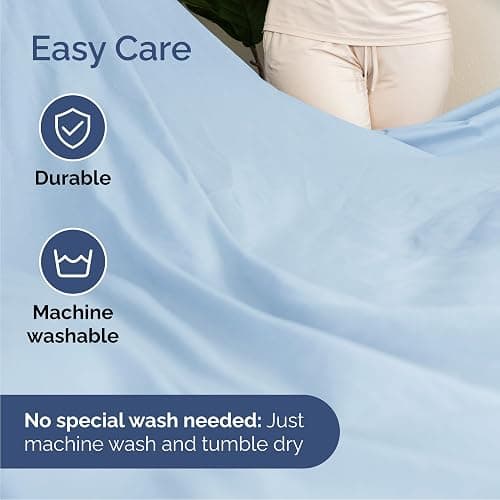 Queen Size 4 Piece Sheet Set - Comfy Breathable & Cooling Bed Sheets Set - Hotel Luxury Bedding for Women, Men, Kids, Teens, Boys & Girls - Deep Pockets, Soft and Wrinkle Free - Oeko-Tex - Light Blue thumbnail 7