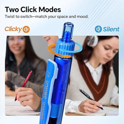 WRITECH Colored Gel Pens 0.7mm: Switch Silent Click Mode for Quiet or Click Feedback Smooth Writing Quick Dry Ink Medium Point for Note Taking Color Coding Journaling School Office Study thumbnail 2