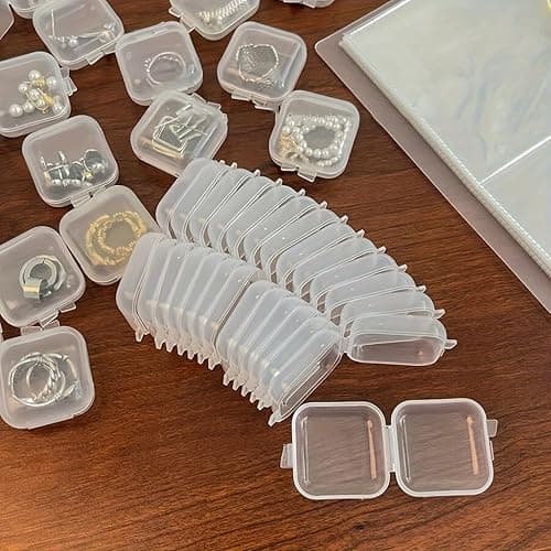 Moritic 40Pcs Mini Jewelry Storage Containers, 1.37 x 1.37 x 0.7 Inches,Clear Plastic Cases for Pearl Bracelets and Small Accessories (40) thumbnail 4