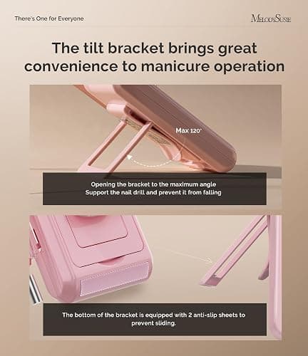 MelodySusie Clip-On Rechargeable 2-in-1 Nail Drill with Adjustable Built-In Stand,SM330G 35000RPM E-File with Lightweight Handpiece for All Manicure Shaping & Gel Removal for Advanced Home & Salon Use thumbnail 3