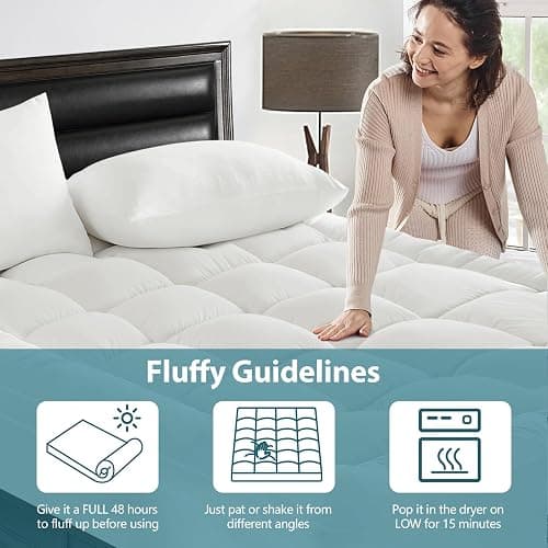 CYMULA Twin XL Mattress Topper - Soft Cooling Mattress Pad for College Dorm Room Essentials - Extra Thick Long Protector Cover for Back Pain, Single Bed Topper Pillow Top with 8''-21'' Deep Pocket - White - Twin XL（39"x80"） thumbnail 5