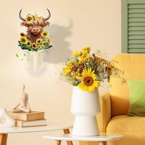 2 Pack Sunflower Highland Cow Wall Fragrance Plug in with Night Light, Compatible with Bath and Body Works Cattle WallFlower Plug-in Diffuser with Magnetic Plug Design for Home Office thumbnail 5