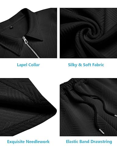 URRU Men's Polo Shirt and Shorts Set Summer Outfits Fashion Casual Short Sleeve Polo Suit for Men 2 Piece Short Set thumbnail 5