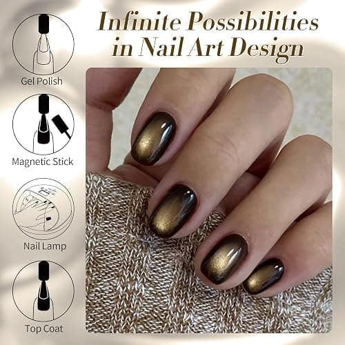 BORN PRETTY Brown Cat Magnetic Eye Gel Nail Polish Jelly Glass Gel Polish | Crow Glitter Magnetic Gel Polish Soak Off Nail Art Salon Manicure Home Gift 15ml thumbnail 7