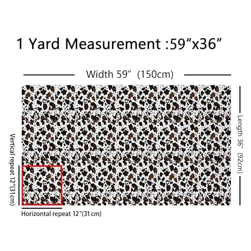 Manfei Cow Print Fabric by The Yard, Brown White Cow Fur Print for Craft & DIY, 1 Yard Pre-Cut,36" L x 59" W,No Stretch thumbnail 2