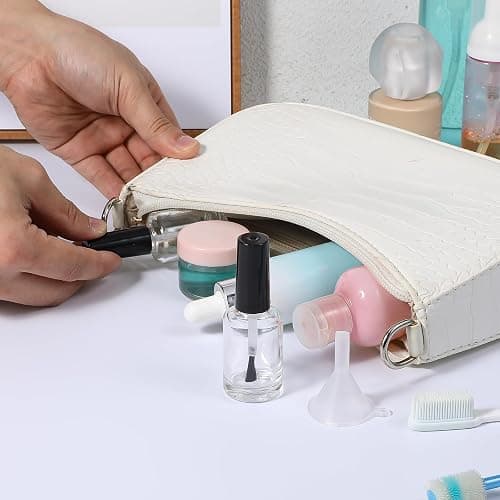 Qulkws 2 Pcs Empty Fingernail Polish Bottles Empty Nail Polish Bottles with Brush 15ML Glass Bottle with Cap Funnel Mixing Balls Clear Nail Polishes Containers for Nails Art Samples thumbnail 5