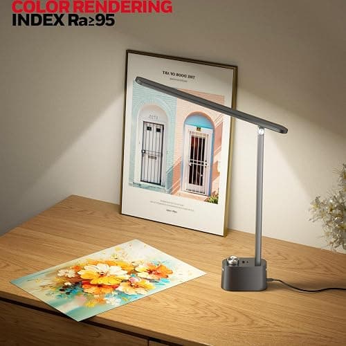 Honeywell Upgraded LED Desk Lamp - H01 Pro Sunturalux™ Foldable Desk Light with USB A+C Charging Ports, 3 Color Modes Dimmable Table Lamp for Home Office Reading(Black) thumbnail 3