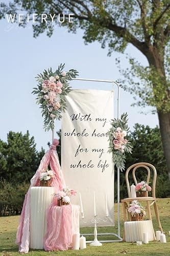 WEIERYUE Artificial Wedding Arch Flowers Kit(Pack of 2) for Wedding Arch, Bridal Shower, Ceremony and Reception Backdrop Decoration (Romantic Pink) thumbnail 2