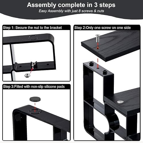 4 Tier Perfume Organizer for Dresser,Black Wood Cologne Stand for Men,Mens Shelf Decor for Bedroom,Perfume Holder for Bathroom,Risers Display Stands for Makeup,Party,Figures,Cupcake(Width=11.2") thumbnail 5