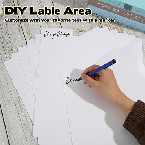 20 Pcs Vinyl Record Dividers, 31.5x34cm Plastic Record Divider with Tabs, Reusable LP Organizers DIY Blank Album Vinyl Separators for 33 RPM LP Organization, White - White thumbnail 3