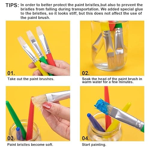 Paint Brushes for Kids, 10 Pcs Big Washable Chubby Toddler Paint Brushes, Easy to Clean & Grip Round and Flat Preschool Paint Brushes with No Shed Bristle for Acrylic Paint, Washable Paint thumbnail 8