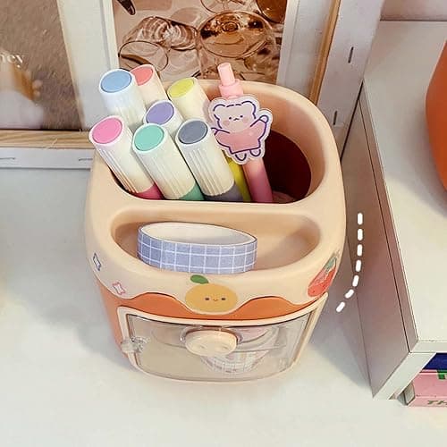 MLAFE Kawaii Pig Pen Holder Cute Cosmetic Storage Bucket Kawaii Multifunctional Storage Bucket Cute Desktop Stationery Bucket (Blue) (DIE072901) thumbnail 6