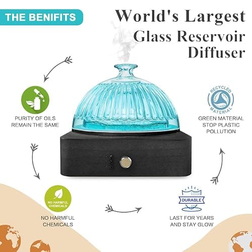 Glass Dome Essential Oil Diffuser with Glass Reservoir & Wood Base-Plastic Free, 200ml Ultrasonic Diffuser for Aromatherapy with Timer 7 Color Light Auto-Off for Gift Home Office Yoga Dark Brown thumbnail 7