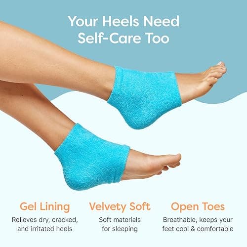 ZenToes Moisturizing Socks for Cracked Heel Treatment, Vitamin E, Olive Oil and Jojoba Oil Heel Socks, Stocking Stuffers for Women, Spa Self Care Gifts for Women (Fuzzy Blue, Regular) thumbnail 5