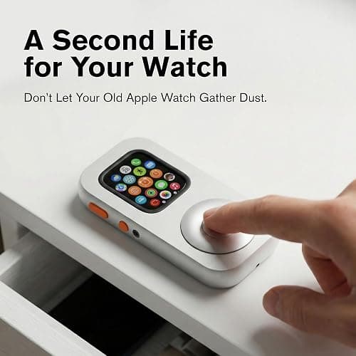 TechPod RePod Aluminum Case for Apple Watch Series S4/5/6/SE, Transform Watch into Retro Music Player, 44mm CNC Metal Protective Cover with Functional Click Wheel (Silver) thumbnail 2