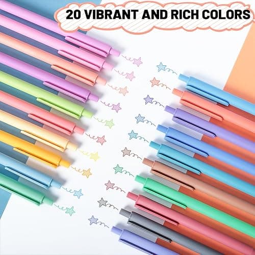 Drawdart Gel Pens 20 Colors Retractable Quick Dry Ink Pens Fine Point 0.7mm, Smoooth Writing Pens Multicolor for Journaling, Drawing, Doodling, and Note Taking, Multicolor, 20-Count thumbnail 3