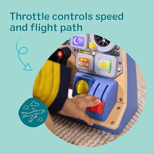 Melissa & Doug Jet Pilot Interactive Dashboard, Pretend Play Airplane Cockpit with Steering Yoke, Lights, Sounds, Buttons & Switches for Fidget Play, Wooden Toys for Kids Ages 3+ - FSC Certified thumbnail 3