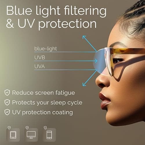 miyya Blue Light Glasses for Women & Men – Oversized UV & Blue Light Blocker Chunky Frames, All-Day Comfort, Stylish Eyewear thumbnail 4
