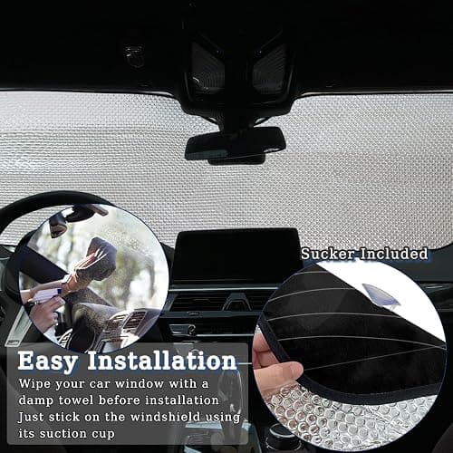 Black Spiders Web Windshield Sun Shade Blocks UV Rays Visor Protector Accordion Folding Sun Reflector Auto Sunshade for Car Truck SUV to Keep Your Vehicle Cool (55" x 27.5") thumbnail 5