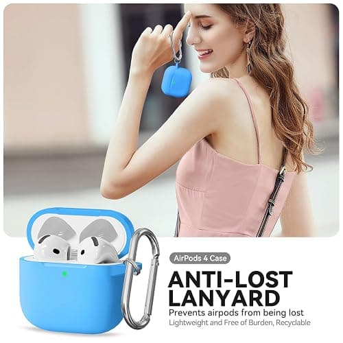 for AirPods 4 Case, TNSNK Silicone AirPod 4 Case Cover Compatible with Apple Airpods 4th Gen, Shockproof Protective Cases for Women Girly with Cleaner Kit and Keychain, Front LED Visible thumbnail 6