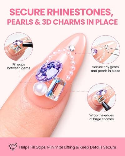 Makartt Rhinestone Glue for Nails: Super Strong 3D Gel for Nail Charms 30g | 30-Day Hold. Crystal Clear, Non-Yellowing Medium-Viscosity UV Cured Gel for 1–6mm Rhinestone, Gem & Charm. DIY, Salon & Gift. thumbnail 7