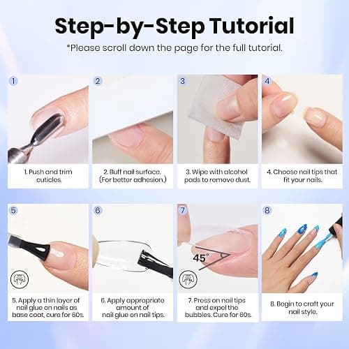 Beetles 2Pcs 15ml Gel Nail Glue for Acrylic Nail Tips, UV Nail Glue for Clear Press-On Nails, Clear Self-Leveling Nail Extension Gel, Low-Odor Formula, Long-Lasting Wear for DIY & Salon Use thumbnail 5
