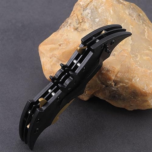 AZHU Twin Blade Knife, Folding Pocket with Clip, 12.4 Inches Stainless Steel Tactical Knife Bat Knives, Two Sharp Cut, Great Gift Idea for Comics Fans, Collectors (Black) thumbnail 8