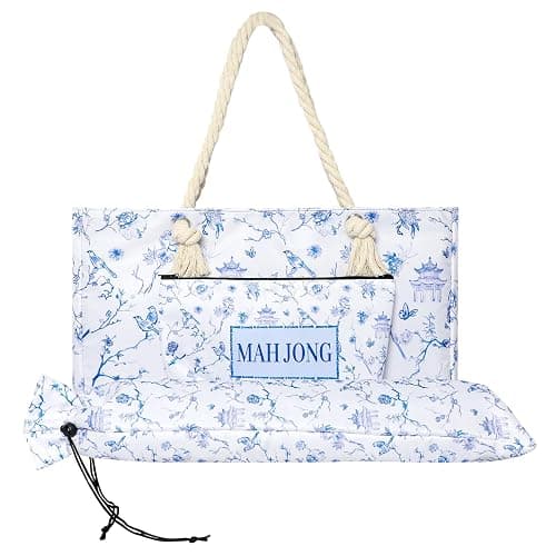 TIASUSAN Empty Mahjong Bag for American Mahjong Set, Mahjong Carrying Bag with Tiles Bag and Racks Drawstring Bag - Image 1