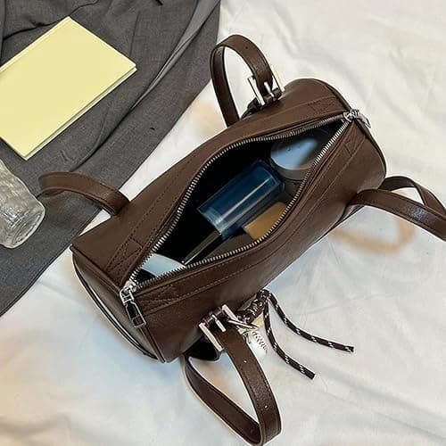 Multifunctional Retro Styles Cylinder Handbag For Women PU Leather Shoulder Bag 2025 Design Crossbody Purse Armpit Bags Cylinder Shoulder Bag thumbnail 9
