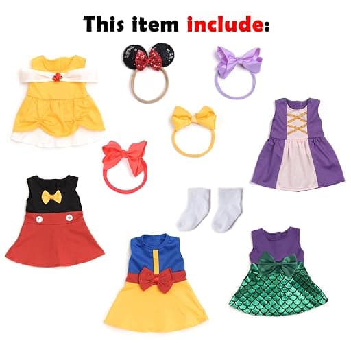 Sweet Dolly Baby Doll Accessories, 5 Doll Clothes, Mermaid Princess Dresses Outfits for 15 Inch to 18 Inch Dolls, 15 Inch Baby Dolls, 10PCs in Total Doll Clothes and Accessories thumbnail 4