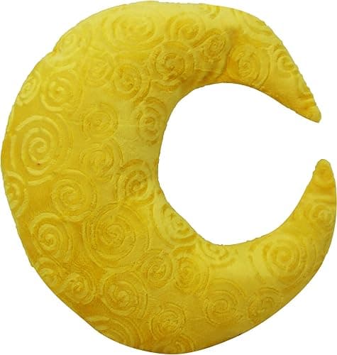 Snuggle Stuffs Crescent Moon Minky Plush Yellow Throw Pillow - Image 1