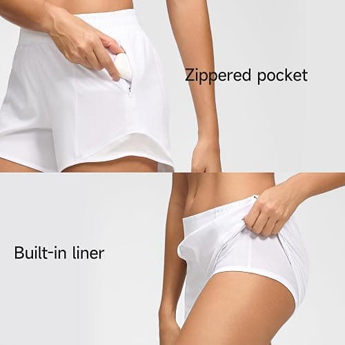 MCEDAR Women's Low Waisted Running Shorts 4" with Mesh-Lined Active Workout Quick Dry Gym Athletic Sports Short Zip Pocket thumbnail 4