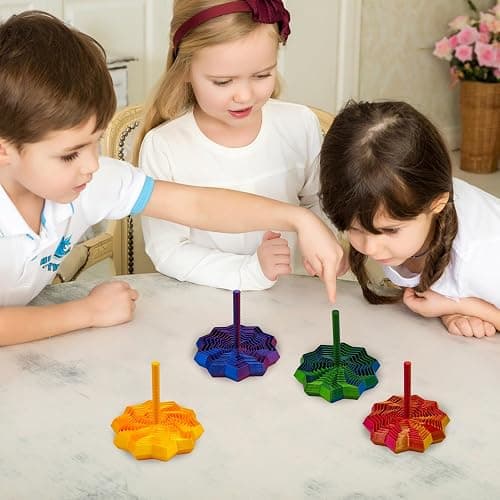 Printed Expanded Sensory Star,Multi-Faceted Stress Relief Fidget Toy, PLA Material, Vertical Silky Design, Push Play Spinner,Great Christmas & Birthday Gifts (Laser Purple 9CM) thumbnail 2