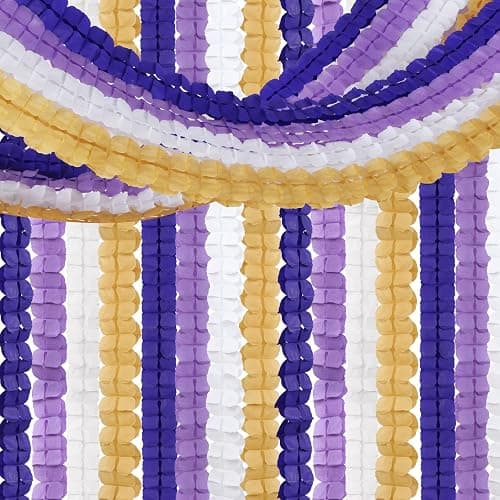 Purple-Gold Party Decorations Garland Streamers - 12pcs White Purple Lavender Graduation 4-Leaf Clover Paper Streamer,Woman Birthday Wedding Bridal Shower Mothers Banners Decor Ouruola thumbnail 3