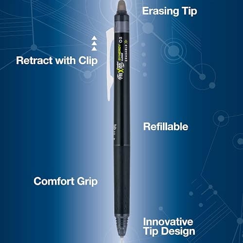 Pilot FriXion Synergy Clicker Erasable, Refillable, Retractable Gel Ink Pens, Extra Fine Point 0.5 mm, Pack of 7, Assorted Colors, FriXion Erasable Pens 0.5 - Ideal for School & Office Writing thumbnail 4