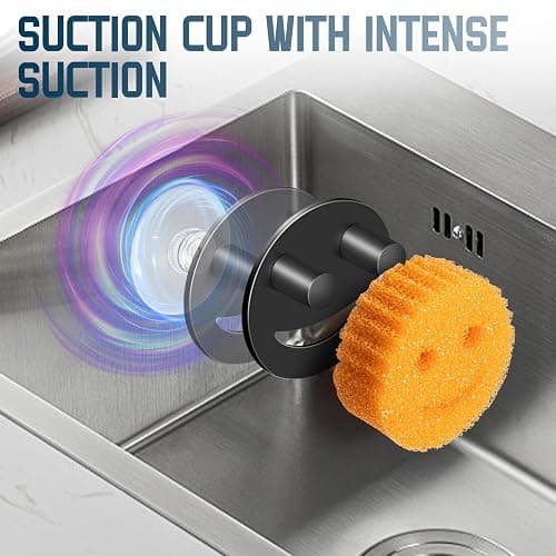 Yoshiky Stainless Steel Smiley Face Sponge Holder, Silver Sink Caddy Organizer Storage with Suction Cup for Kitchen, Kitchen Accessories Decor Scrubber-Black thumbnail 7